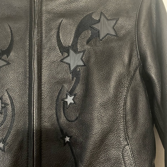 First Classics Breakout Star Womens Reflective Leather Moto Jacket - Small - Picture 4 of 10